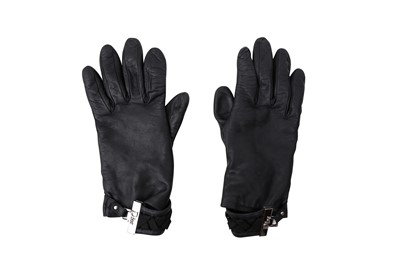 Lot 581 - Christian Dior Black Leather Logo Gloves - Size 7
