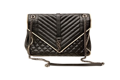 Lot 830 - Saint Laurent Black Soft Envelope Monogram Flap Bag