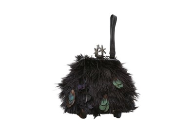 Lot 758 - Salvatore Ferragamo Black Feather Evening Bag