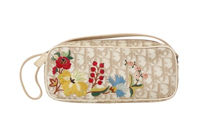 Lot 488 - Christian Dior Beige Oblique Floral Embroidered Pochette