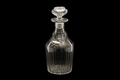 Lot 316 - A CUT GLASS MALLET FORM DECANTER, CIRCA 1830S