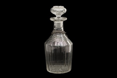 Lot 316 - A CUT GLASS MALLET FORM DECANTER, CIRCA 1830S