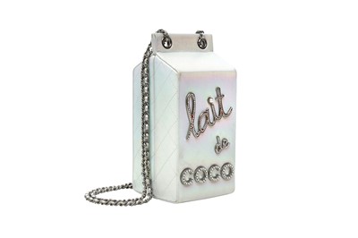 Lot 550 - Chanel Pearlescent Silver Lait De Coco Milk Carton Bag