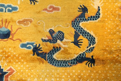 Lot 57 - A RARE CHINESE NINGXIA YELLOW-GROUND 'NINE DRAGON' CARPET