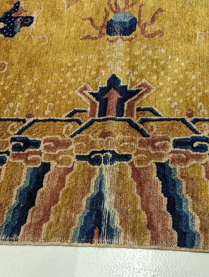 Lot 57 - A RARE CHINESE NINGXIA YELLOW-GROUND 'NINE DRAGON' CARPET