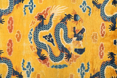 Lot 57 - A RARE CHINESE NINGXIA YELLOW-GROUND 'NINE DRAGON' CARPET