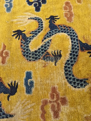 Lot 57 - A RARE CHINESE NINGXIA YELLOW-GROUND 'NINE DRAGON' CARPET