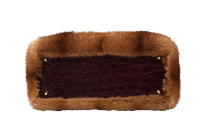 Lot 224 - λ Christian Dior Brown Mink Crocodile Medium Lady Dior Bag