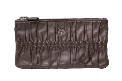 Lot 422 - Prada Metallic Brown Ruched Pouch