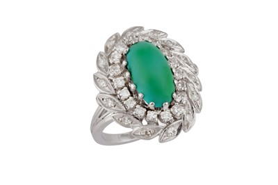 Lot 19 - A turquoise and diamond dress ring