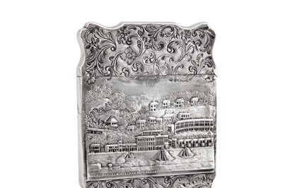 Lot 30 - A rare Victorian sterling silver ‘castle top’ card case, Birmingham 1840 by Taylor and Perry