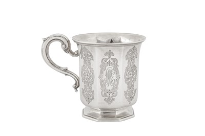 Lot 384 - A Victorian sterling silver christening mug, London 1863 by William Smily