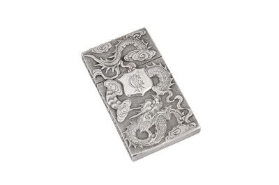 Lot 165 - A late 19th / early 20th century Chinese Export silver card case, Canton circa 1900 retailed by Wang Hing