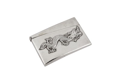 Lot 162 - An early 20th century Chinese export silver card case, Shanghai circa 1910, retailed by Wing On Company of Hong Kong