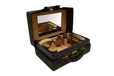 Lot 15 - A CASED GEORGE VI STERLING SILVER GILT FITTED TRAVELLING VANITY CASE, LONDON 1937 BY LOUIS AUGUSTUS LEINS AND SONS