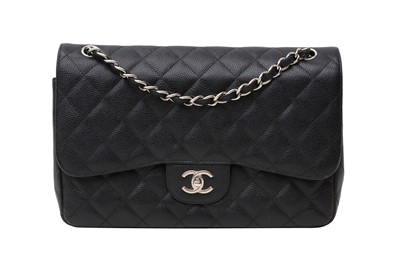 Lot 597 - Chanel Black Jumbo Double Flap Bag