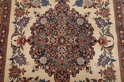Lot 65 - A FINE PART SILK KASHAN RUG, CENTRAL PERSIA