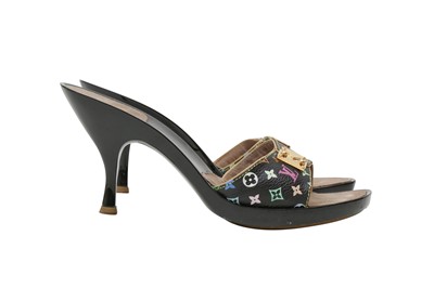 Lot 664 - Louis Vuitton x Murakami Black Multicolor Heeled Mule