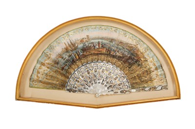 Lot 675 - A MOTHER OF PEARL FOLDING HAND FAN, 19TH CENTURY