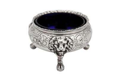 Lot 180 - A GEORGE II STERLING SILVER SALT, LONDON 1743 BY DAVID HENNELL (FIRST REG.23RD JUNE 1736)