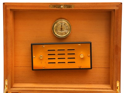 Lot 337 - A 20TH CENTURY VENEERED CEDAR CIGAR HUMIDOR BY ELIE BLEU, PARIS