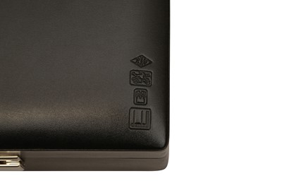 Lot 338 - A DUNHILL BLACK CALF SKIN LEATHER TRAVEL HUMIDOR