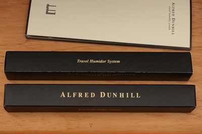 Lot 338 - A DUNHILL BLACK CALF SKIN LEATHER TRAVEL HUMIDOR