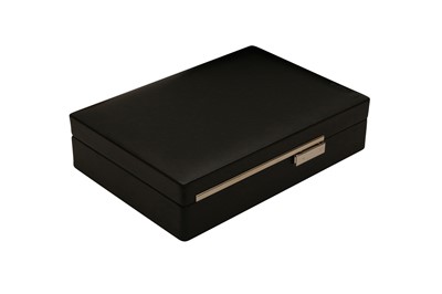 Lot 338 - A DUNHILL BLACK CALF SKIN LEATHER TRAVEL HUMIDOR