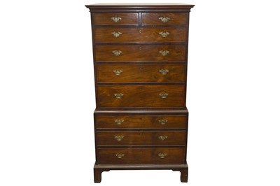Lot 1005 - A GEORGE III MAHOGANY CHEST ON CHEST