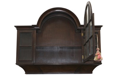 Lot 999 - A WALL MOUNTED WALNUT DISPLAY CABINET, LATE 19TH CENTURY