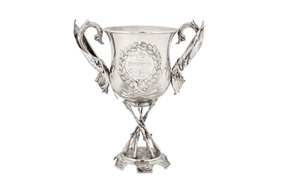 Lot 342 - A Victorian sterling silver twin handled trophy cup, London 1866 by Mappin and Webb