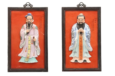 Lot 210 - TWO CHINESE FAMILLE ROSE 'IMMORTALS' PLAQUES