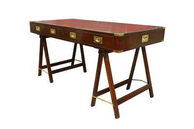 Lot 593 - A MAHOGANY CAMPAIGN STYLE DESK BY KENNEDY OF IPSWICH