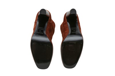 Lot 227 - Hermes Chestnut Brown Long Heeled Boot - Size 40