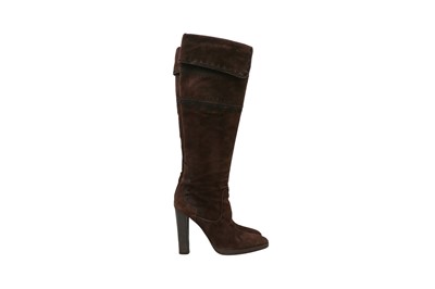Lot 234 - Hermes Brown Long Heeled Boot - Size 37
