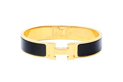 Lot 633 - Hermes Black Enamel Clic Clac H Bracelet - Size PM