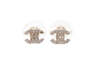 Lot 798 - Chanel Crystal Small CC Logo Pierced Earrings