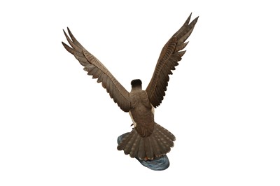 Lot 662 - MIKE WOOD: A FINE HAND CARVED LIFESIZE OSPREY AND BROWN TROUT