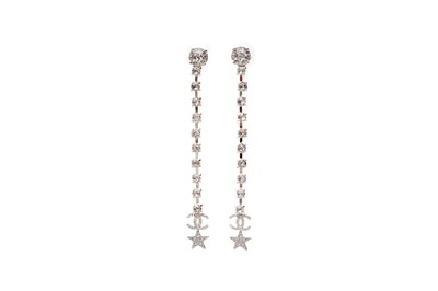 Lot 804 - Chanel CC Logo Crystal Drop Pierced Earrings