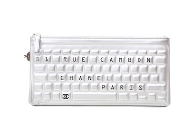 Lot 806 - Chanel Silver Keyboard O Case Clutch