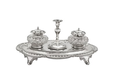 Lot 394 - A Victorian sterling silver inkstand, Sheffield 1865 by Henry Wilkinson and Co