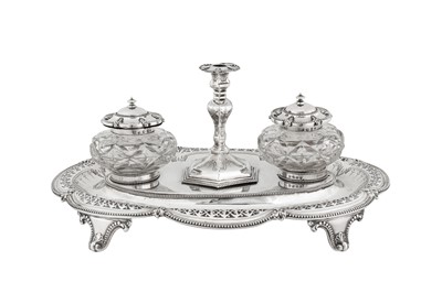 Lot 394 - A Victorian sterling silver inkstand, Sheffield 1865 by Henry Wilkinson and Co