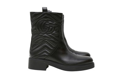 Lot 751 - Gucci Black Marmont Matelasse Ankle Boot