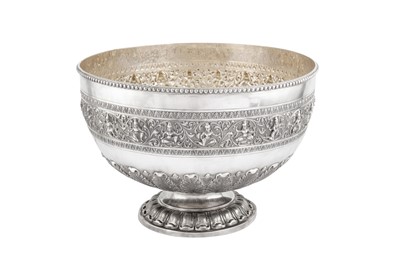 Lot 113 - An early 20th century Anglo – Indian silver punch bowl, Madras circa 1910 by T.R. Tawker and Sons