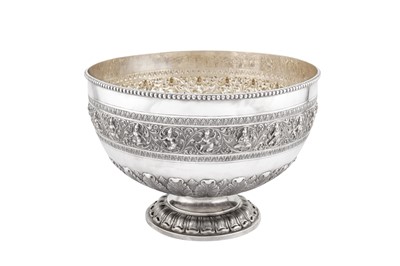 Lot 113 - An early 20th century Anglo – Indian silver punch bowl, Madras circa 1910 by T.R. Tawker and Sons