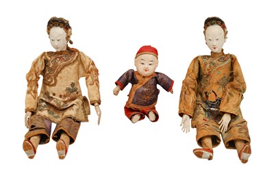 Lot 842 - DOLLS: TWO LATE 19TH CENTURY CHINESE THEATRE OR OPERA DOLLS 'CHAOZHOU DOLLS'