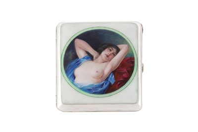 Lot 26 - An early 20th century German silver and enamel novelty erotic cigarette case, probably Pforzheim circa 1910 by EK (untraced)
