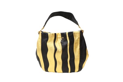 Lot 393 - Prada Metallic Gold Wave Stripes Hobo Bag