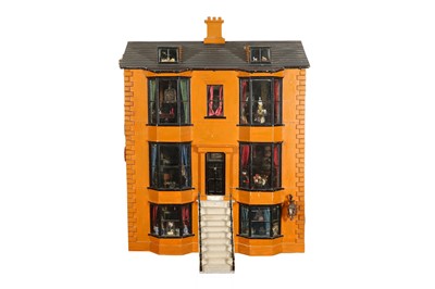 Lot 887 - A 19TH CENTURY PAINTED DOLLS HOUSE  'THE TOWN HOUSE'
