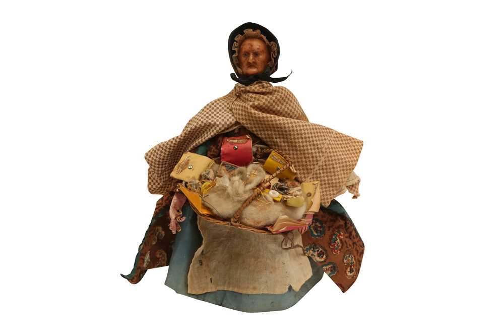 Lot 837 - A WAX HEAD PEDLAR DOLL 'GRANNY COWIESON'